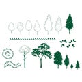 Flat trees set, Tree icons are set in a modern flat style Royalty Free Stock Photo